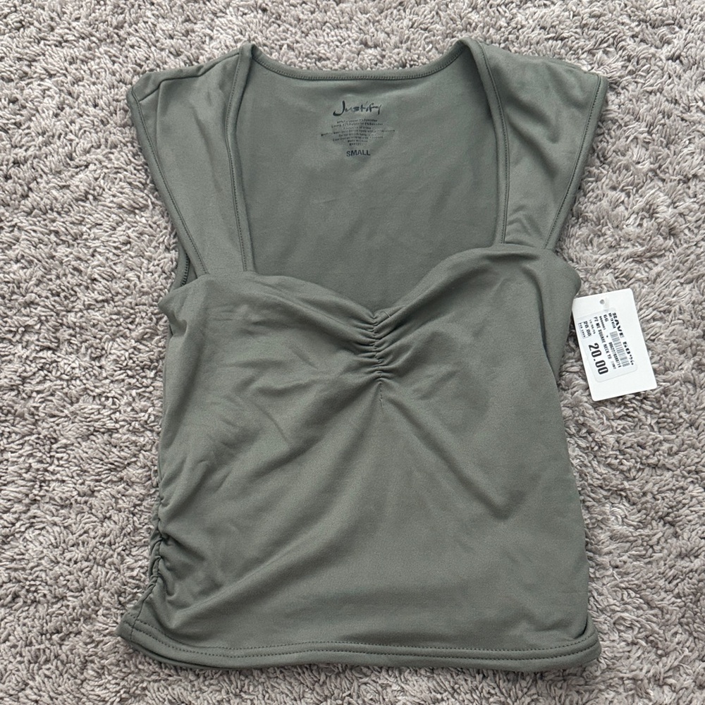 Olive Scoop Ruched Tank